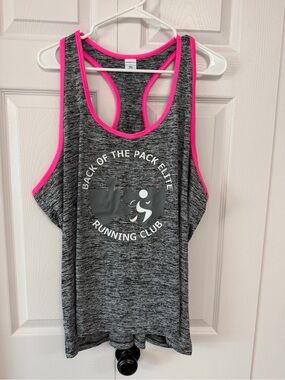 Sport-Tek Heather Gray Tank with Hot Pink Trim